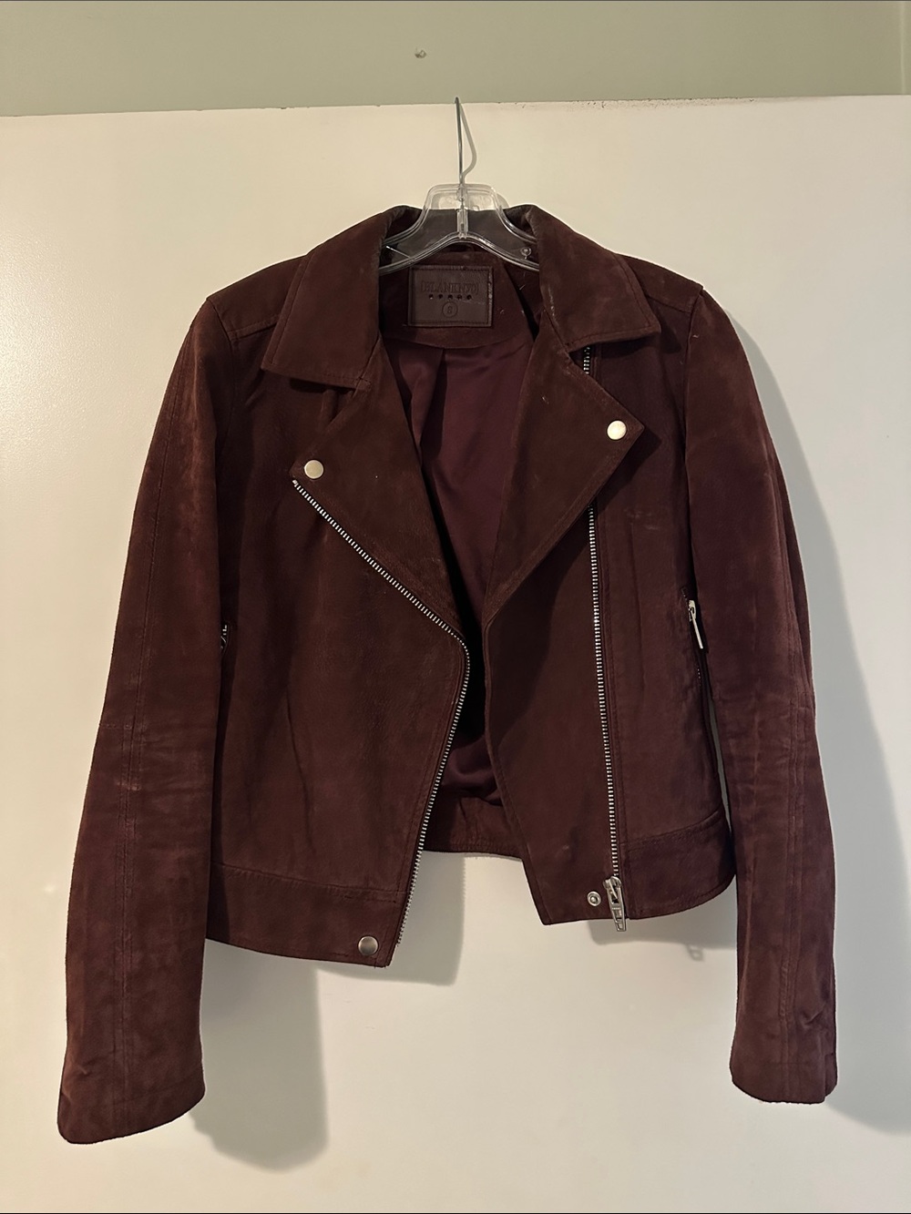 Blank NYC Burgundy Suede Moto Jacket